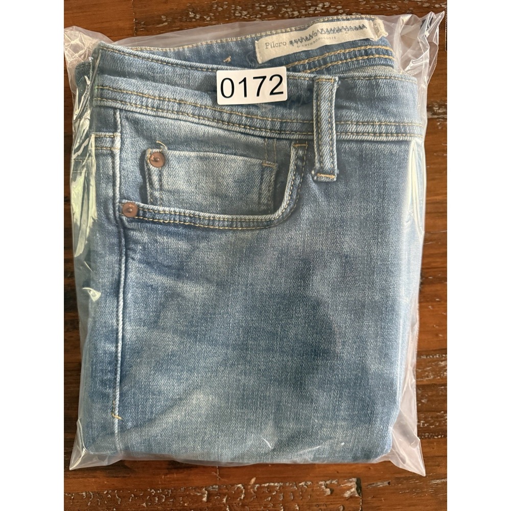 Anthropologie Pilcro Slim Boyfriend Jeans 27 Tapestry Patch Boho Stretch Denim - Picture 11 of 11